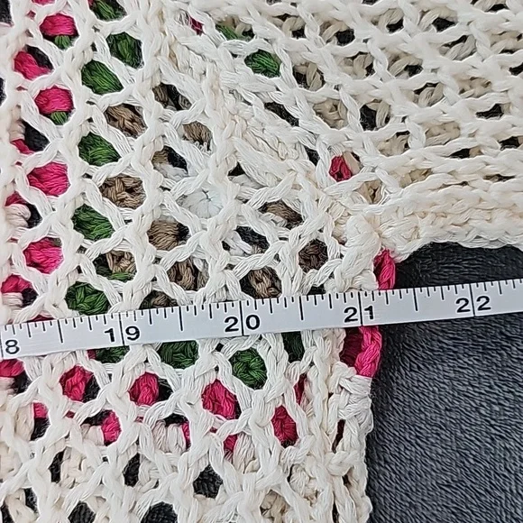 NWOT Boho crochet bell sleeve Granny squares open front sweater. Oversized S - Picture 5 of 10